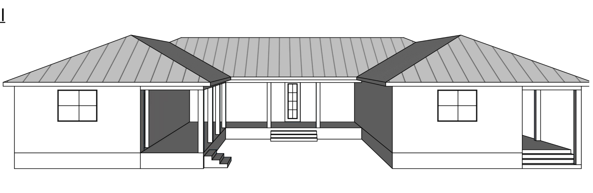 Architectural front elevation of the planned Bible & agriculture college