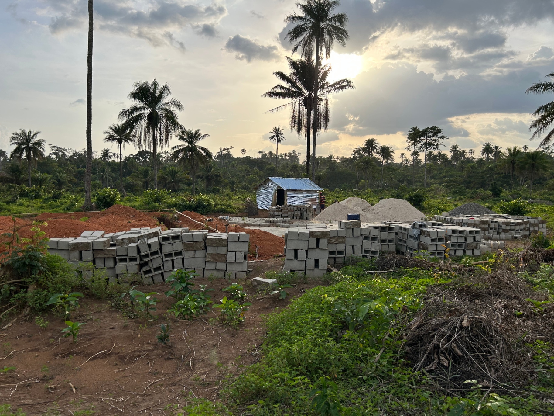 Concrete blocks staged on site